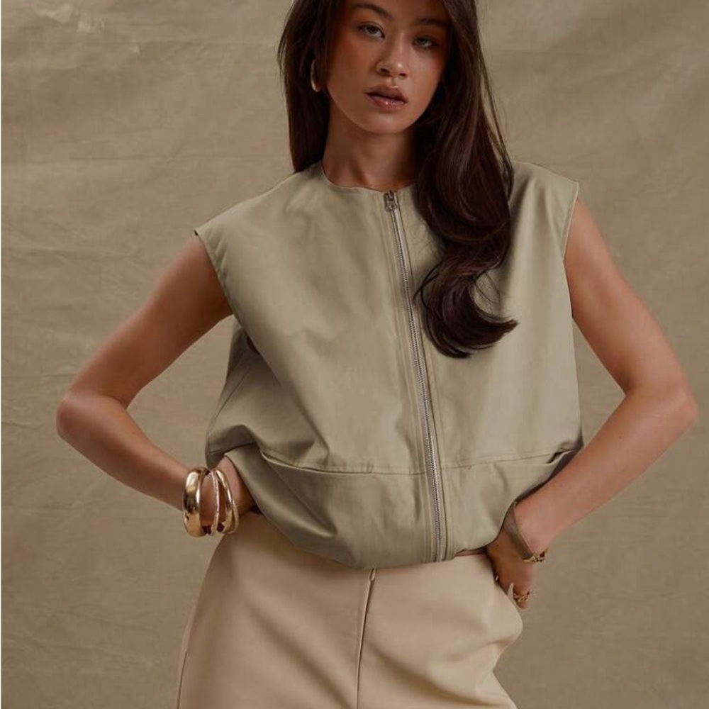 Musera Light Olive Drawstring Waist Jacket - image 1